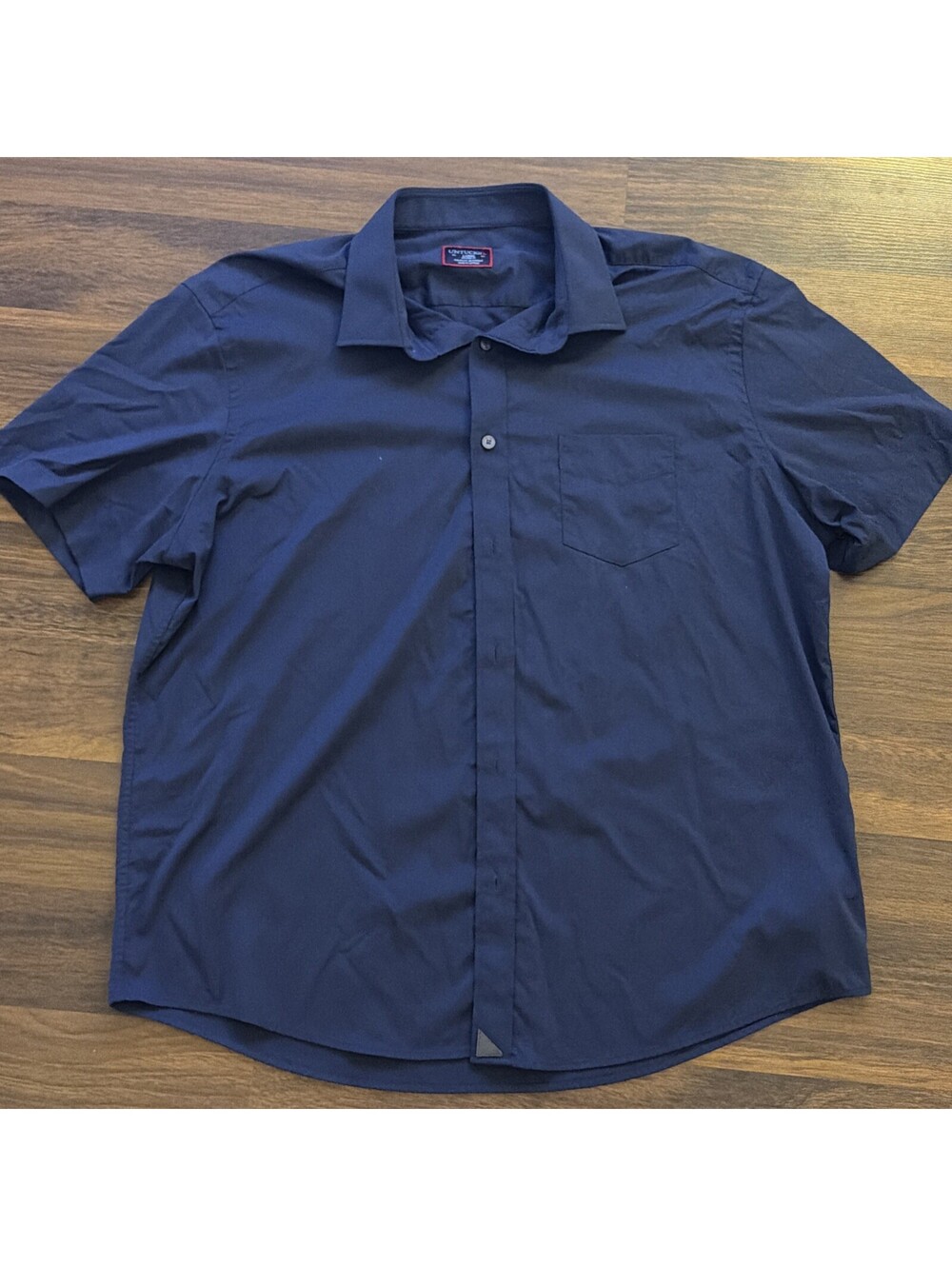 UNTUCKit Shirt Mens Large Blue Relaxed Fit Stretch Short Sleeve Button Up Casual